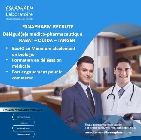 مطلوب توظيف مندوبين طبيين و صيدلانيين بمختبر Esnapharm