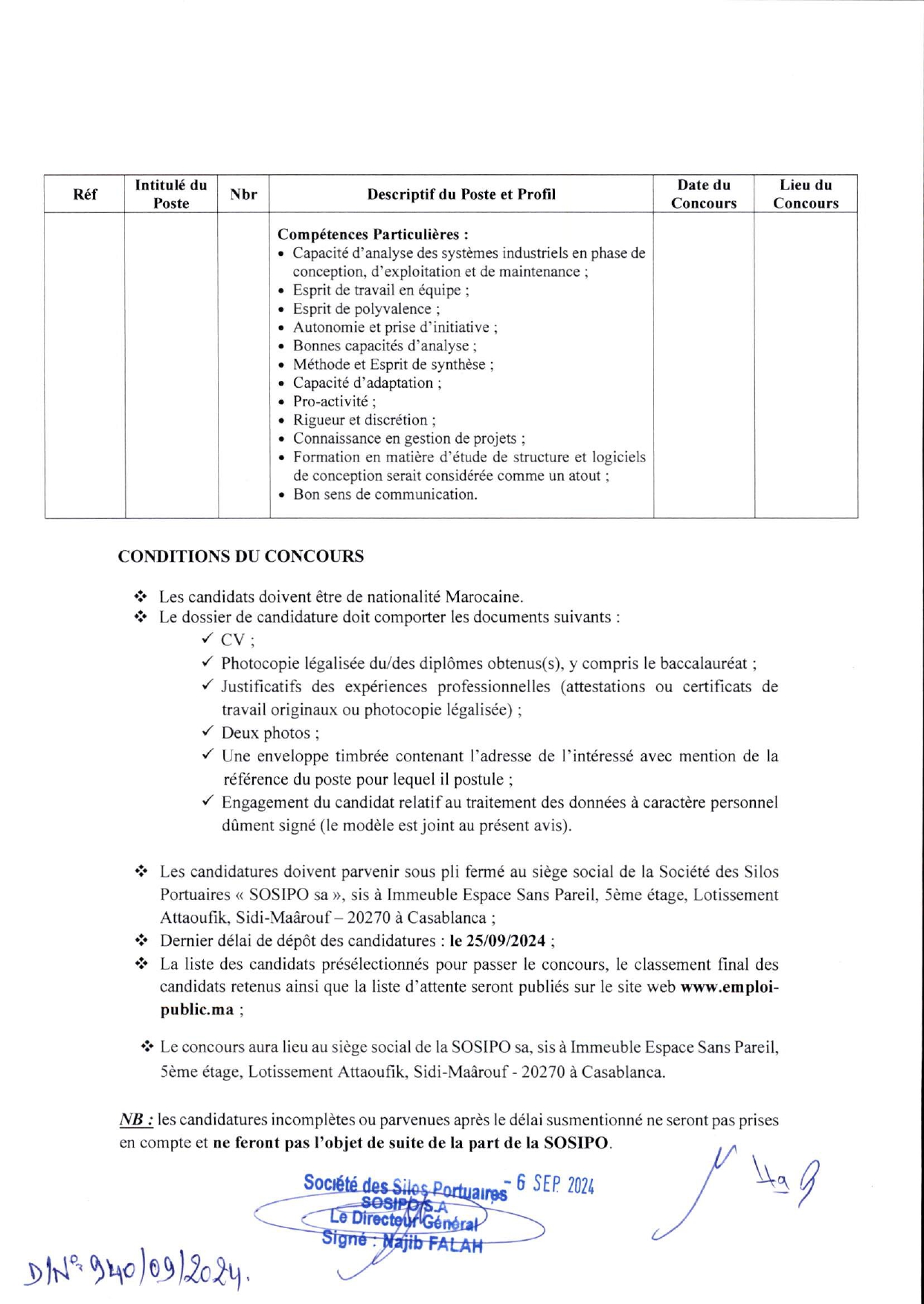 Concours de Recrutement SOSIPO 2024 (2 Postes)