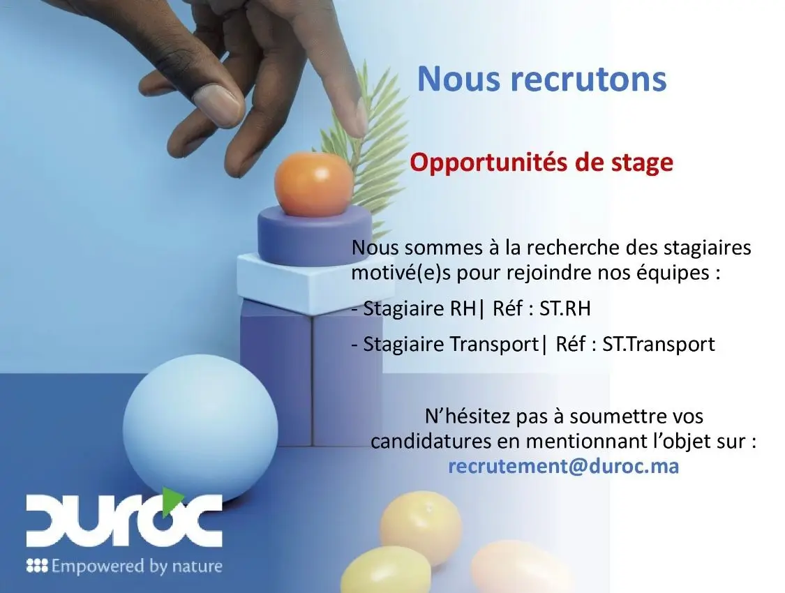 Opportunités de Stage chez Duroc Maroc 2024