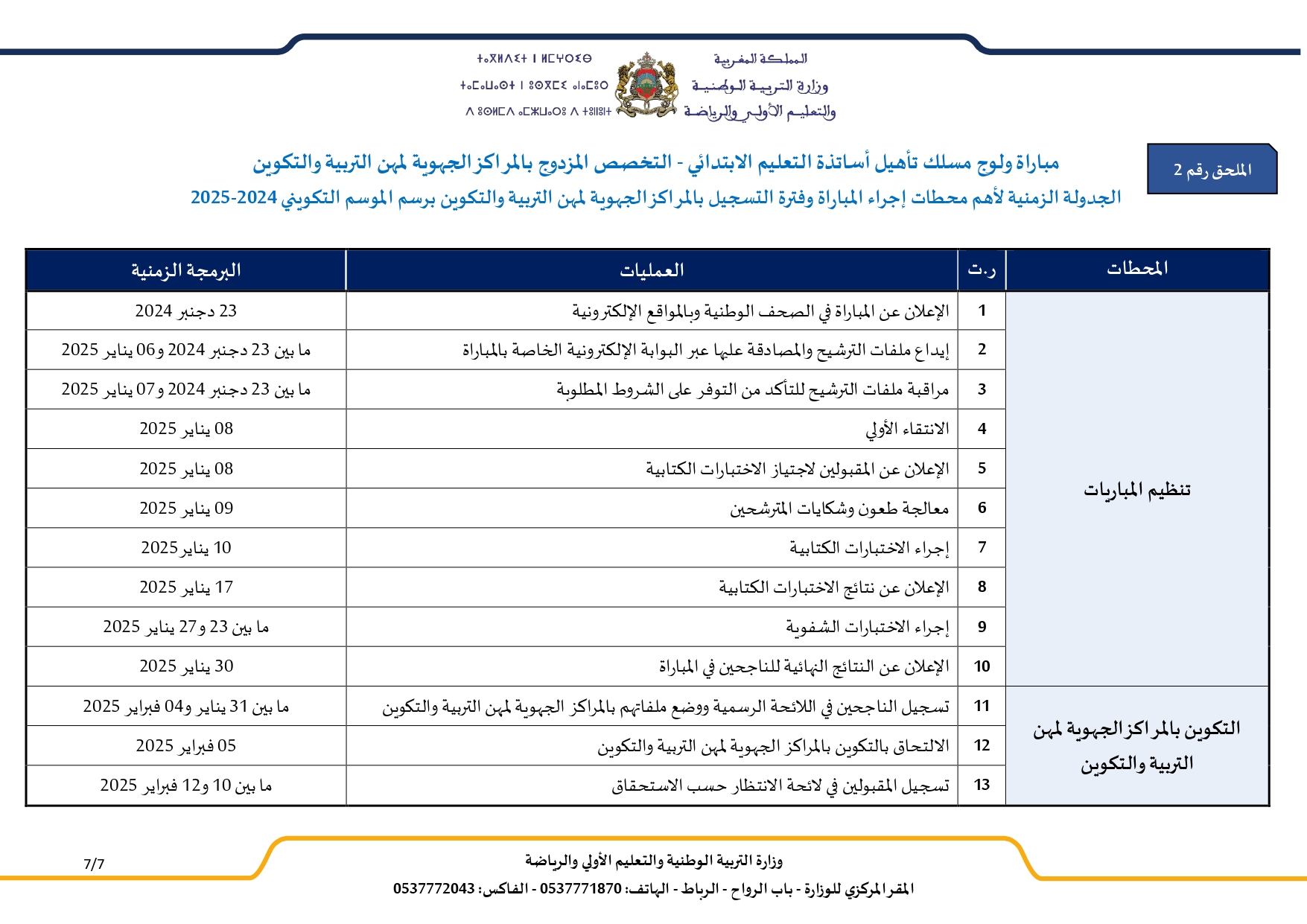 مباراة ولوج مسلك تأهيل أساتذة التعليم الابتدائي 2025 