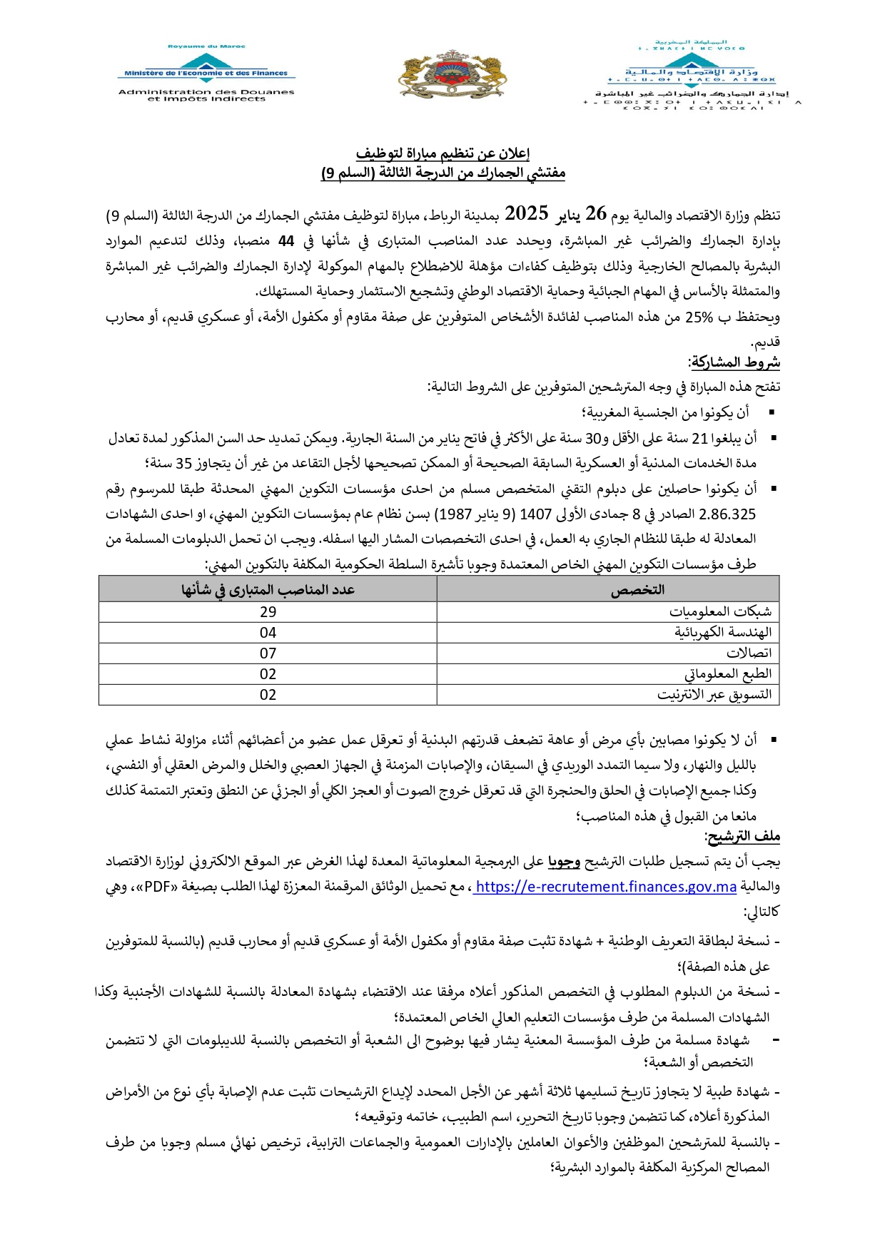 مباراة مفتشي الجمارك 2025